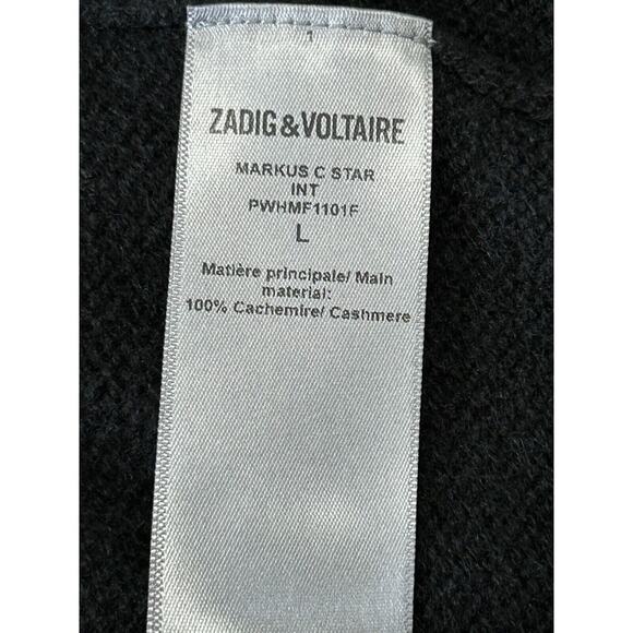Zadig & Voltaire Sweater Womens Large Black Markus Star Print Cashmere NWOT - Picture 9 of 11